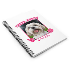 White Lhasa Apso Football Cheer Buddy Cheerleading Dog Spiral Notebook for Office and Home - Ruled Line | Paws Up Life, LLC