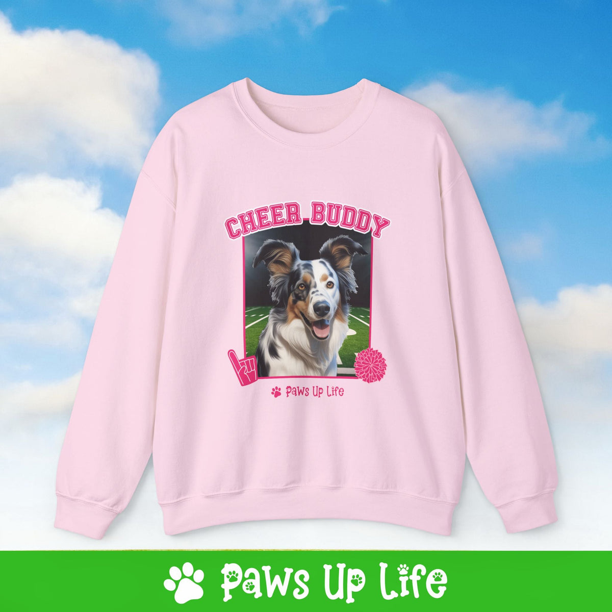 Australian Koolie Cheer Buddy Cheerleading Dog Crewneck Sweatshirt, Unisex Gift for Animal Lovers, Dog Mom Dad Sweatshirt, Cute Dog Lover Apparel, Fun Pet | Paws Up Life, LLC