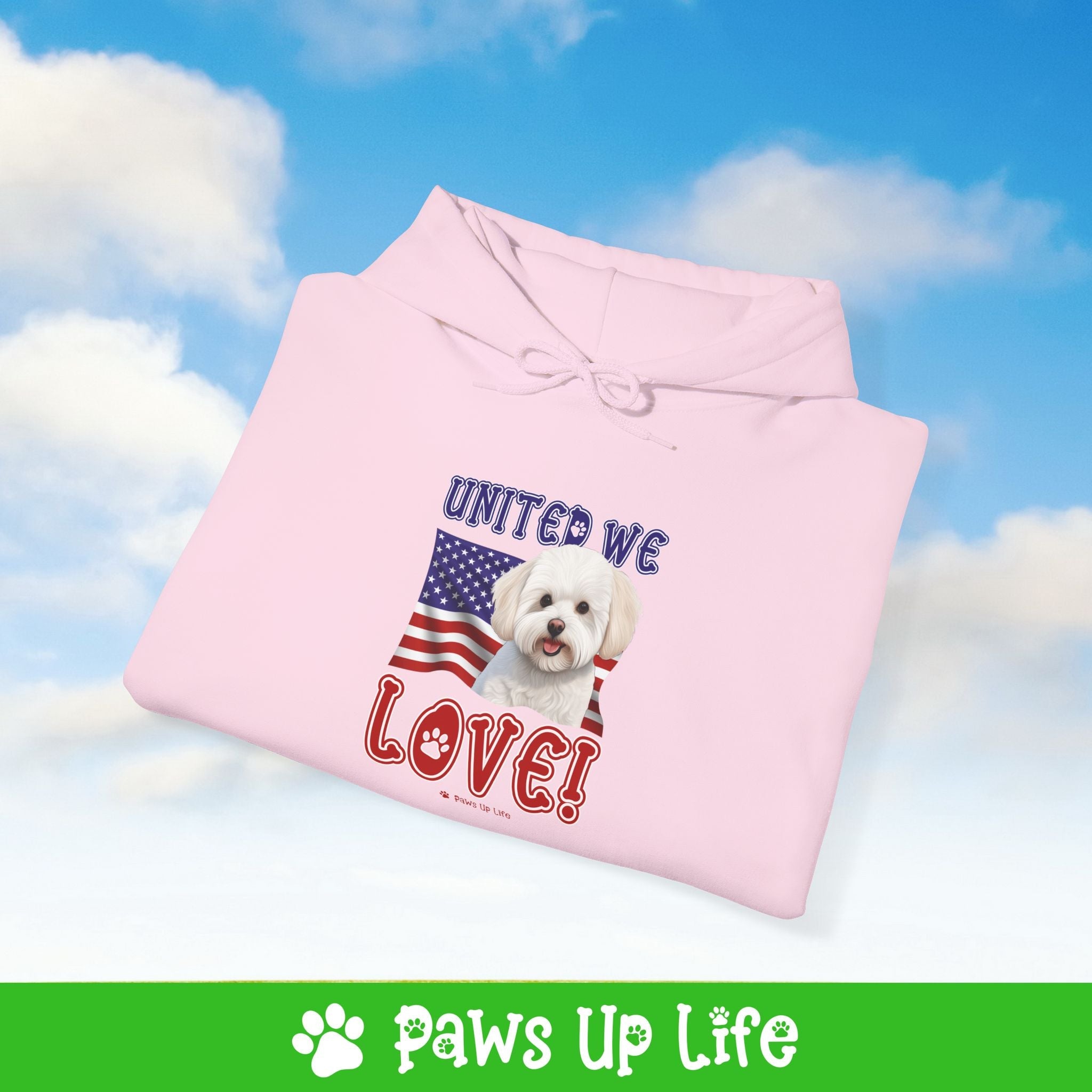 Bichon Frise Dog United We Love Unisex Hoodie Hooded Sweatshirt Classic Comfy Cotton | Paws Up Life, LLC