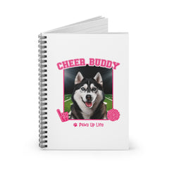 Black Siberian Husky Football Cheer Buddy Cheerleading Dog Spiral Notebook for Office and Home - Ruled Line