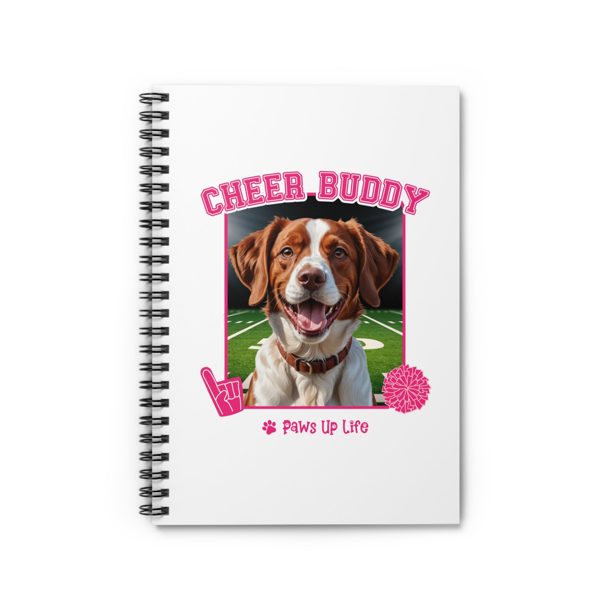 Brittany Football Cheer Buddy Cheerleading Dog Spiral Notebook for Office and Home - Ruled Line | Paws Up Life, LLC