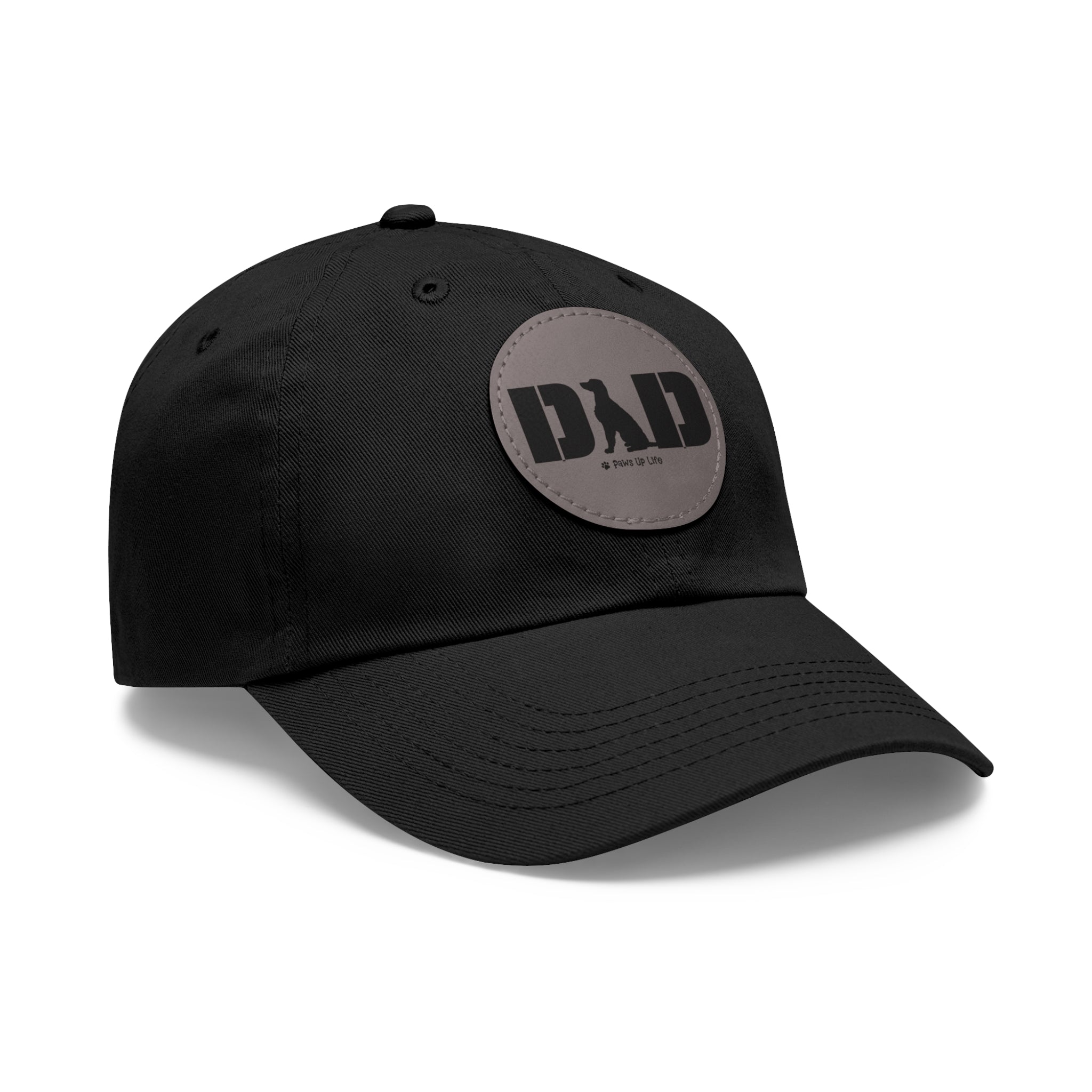 Dog Dad Baseball Hat with Round Leather Patch Adult Adjustable