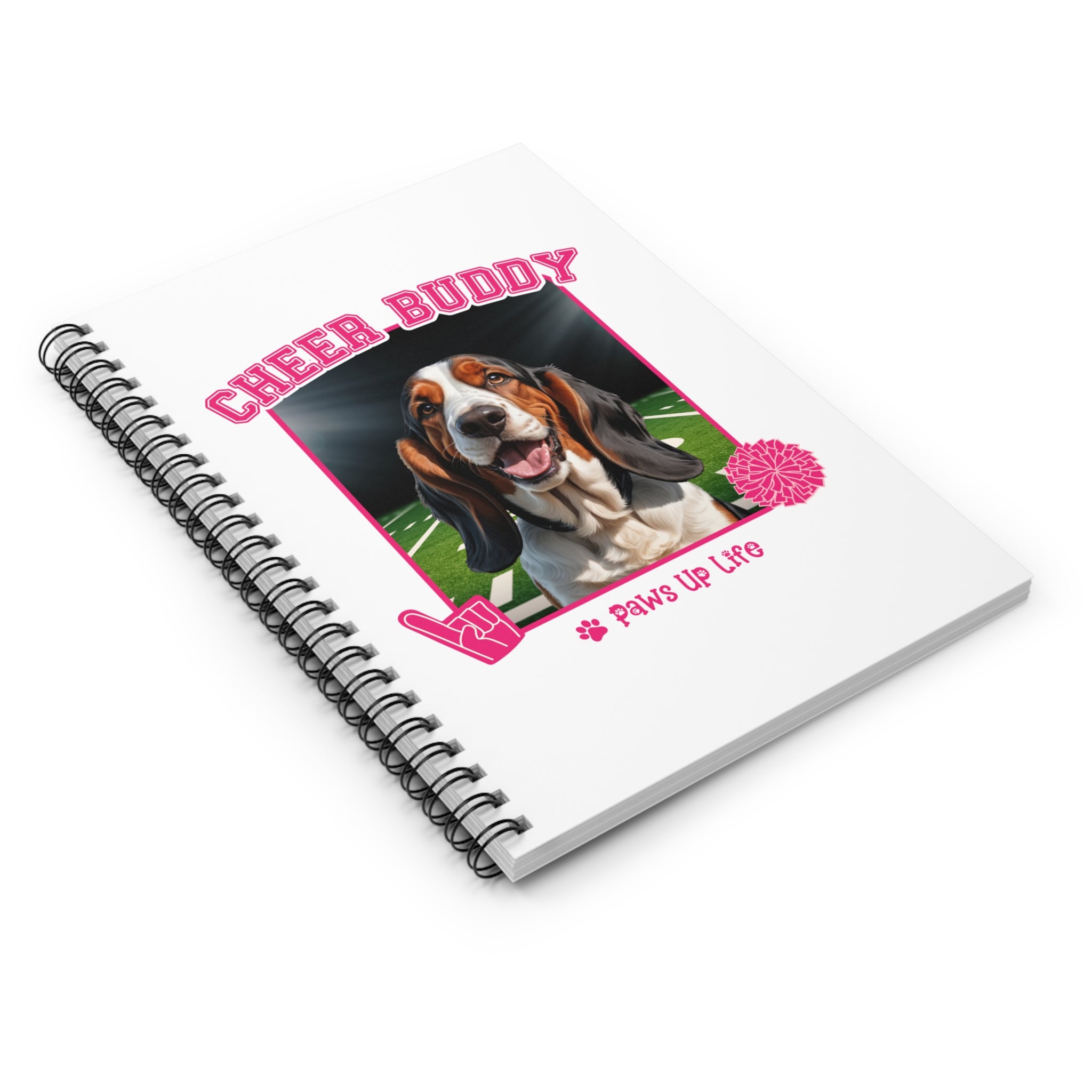 Bassett Hound Cheer Buddy Cheerleading Dog Spiral Notebook for Office and Home - Ruled Line | Paws Up Life, LLC