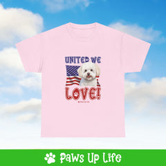 Bichon Frise Dog United We Love Dog Tee, Shirt, Unisex Pet Lover Gift, Dog Mom Dad Tshirt, Animal Rescue Advocate, Cute Puppy Graphic Top Classic Collar