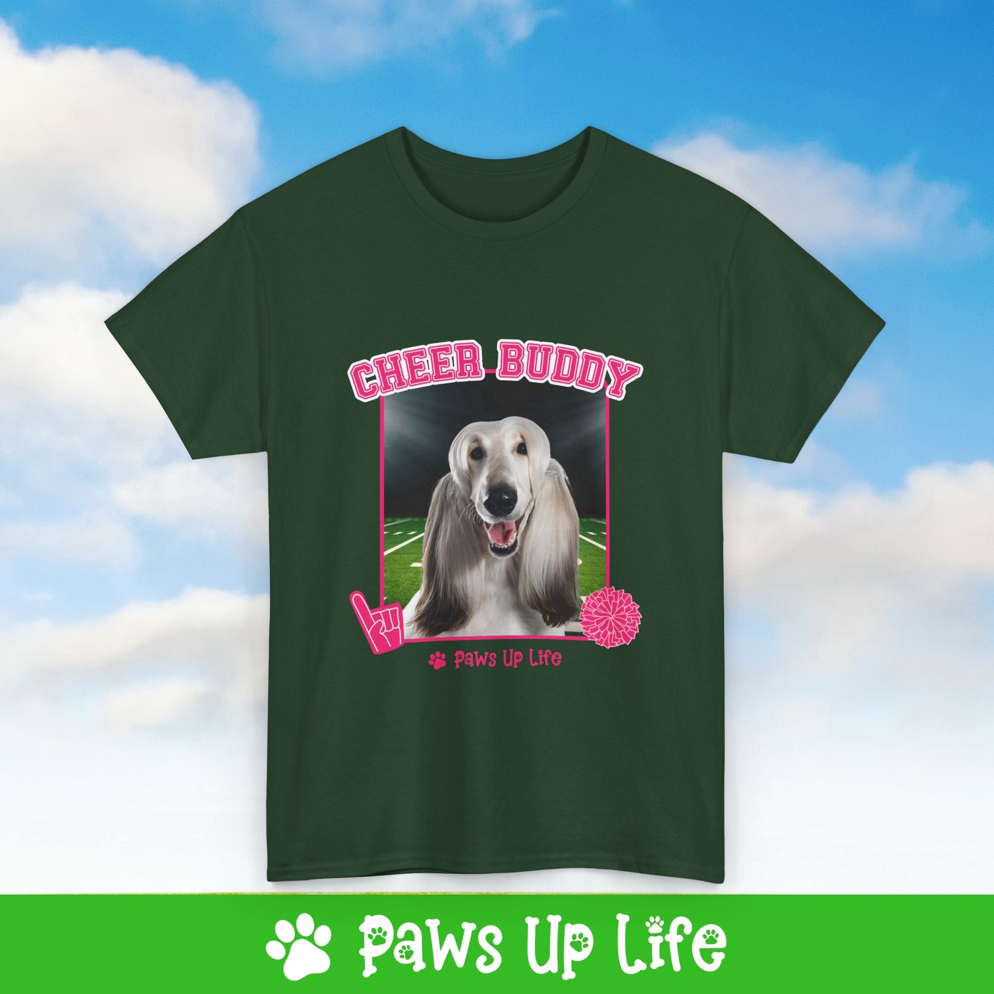 Afghan Hound Dog Cheerleader Tee, Shirt, Unisex Pet Lover Gift, Dog Mom Dad Tshirt, Animal Rescue Advocate, Cute Puppy Graphic Top Classic Collar | Paws Up Life, LLC