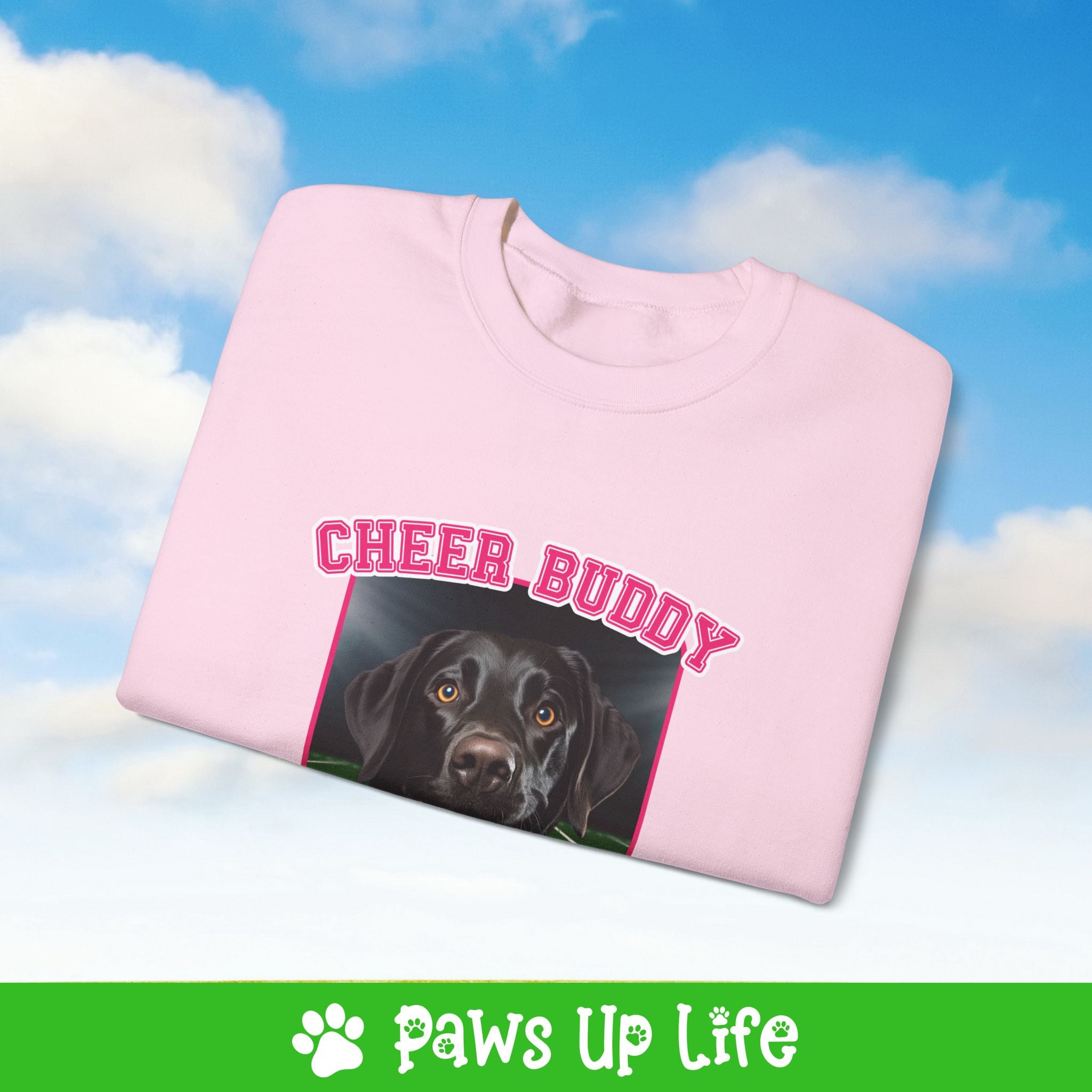 Labradore Retriever Black Lab Football Cheer Buddy Cheerleading Dog Crewneck Sweatshirt, Unisex Gift for Animal Lovers, Dog Mom Dad Sweatshirt, Cute Dog Lover Apparel, Fun Pet | Paws Up Life, LLC