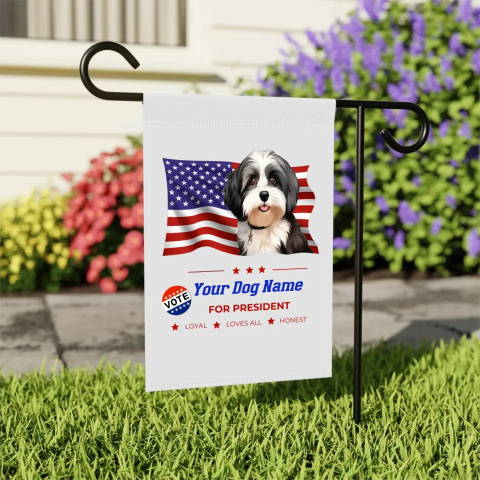 Garden Flag | Vote for My Dog Personalized Campaign Garden Flag - 2 Sizes to Choose From