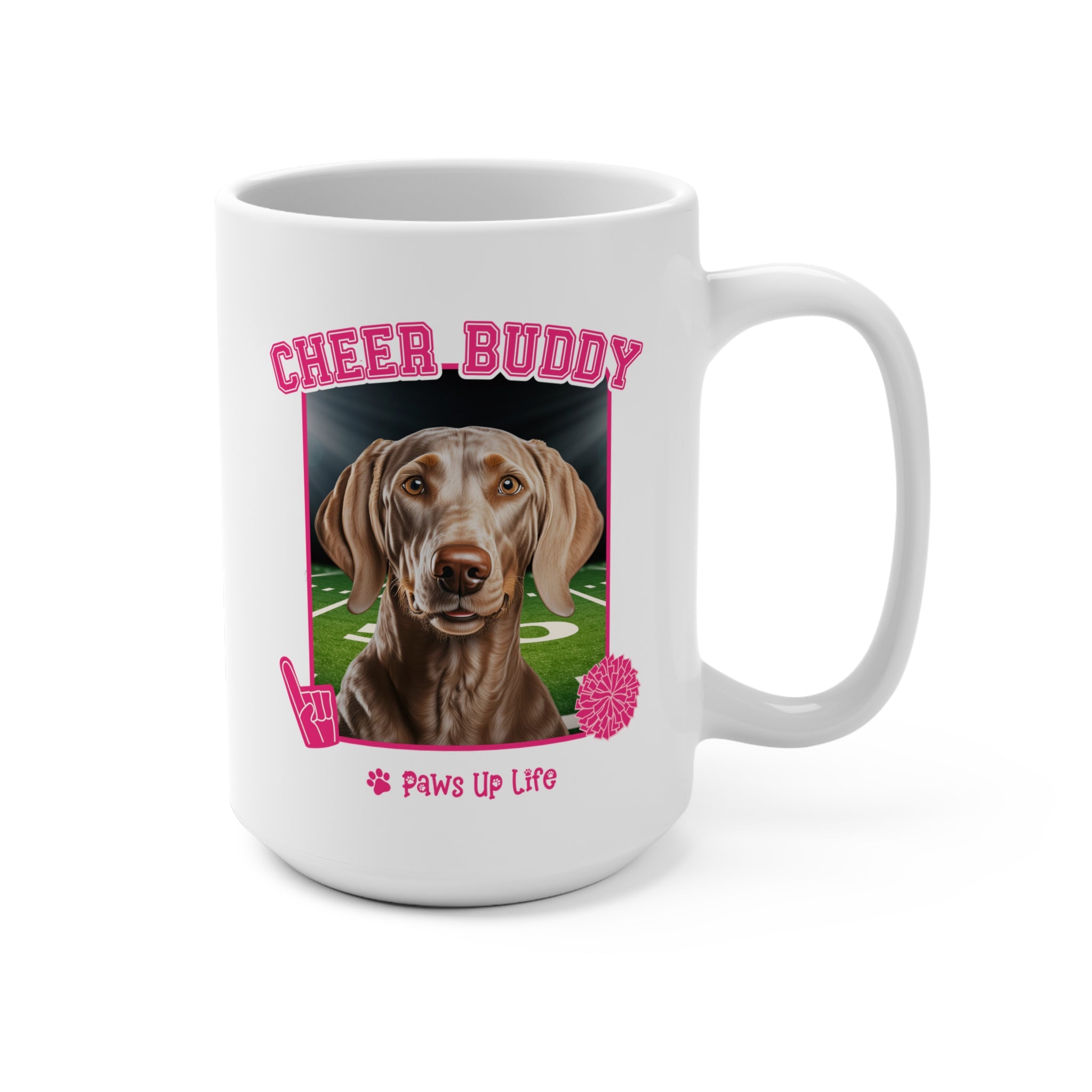 Weimaraner Football Cheer Buddy Cheerleading Dog 15oz Large Coffee Mug Ceramic Drinkware Tea Washable | Paws Up Life, LLC