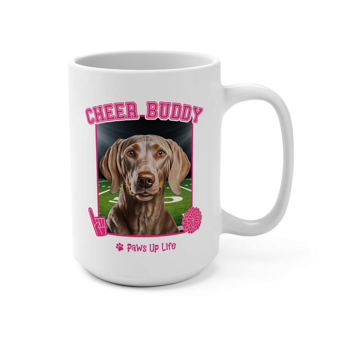 Weimaraner Football Cheer Buddy Cheerleading Dog 15oz Large Coffee Mug Ceramic Drinkware Tea Washable | Paws Up Life, LLC