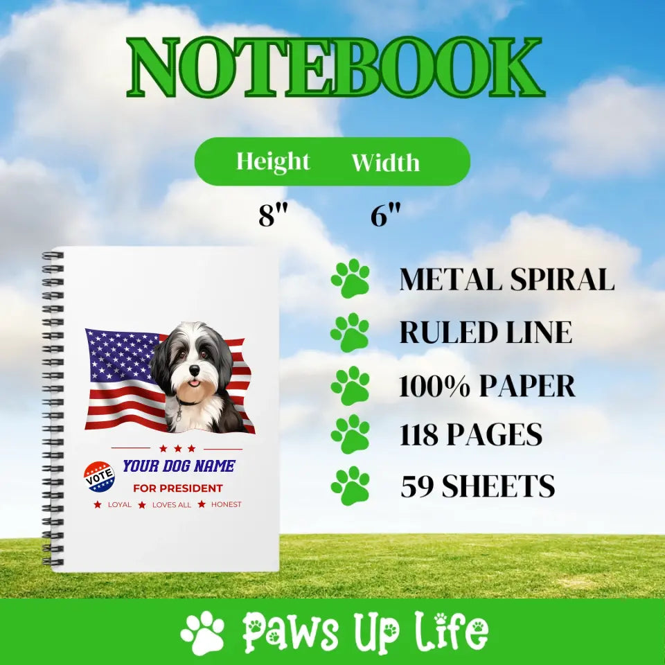 Notebook | Vote For My Dog Campaign Personalized Spiral Notebook