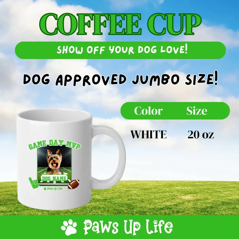 Coffee Mug | Game Day MVP Dog Personalized Football Coffee Mug Jumbo 20oz