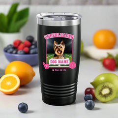 Tumbler | Cheerleader Dog Personalized 20oz Ringneck Tumbler Drink Cup with Lid