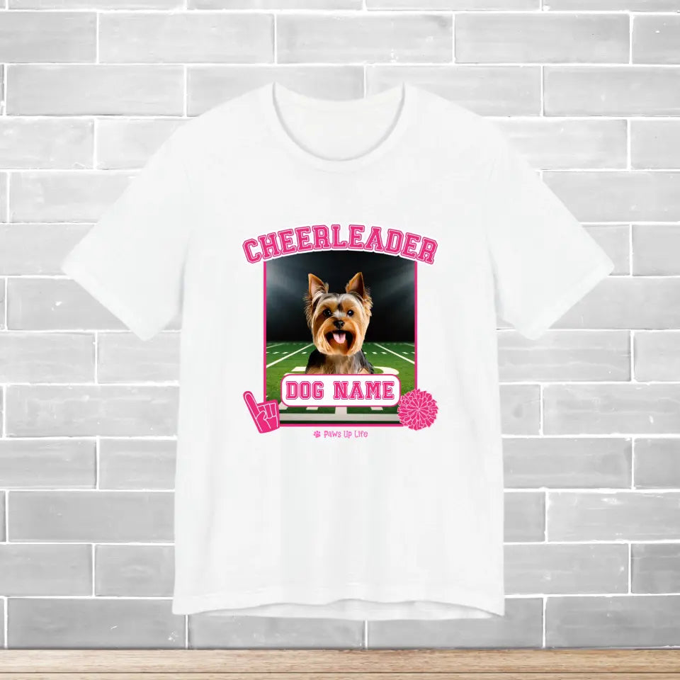 TShirt | Cheerleader Dog Personalized White T-Shirt Tee for Puppy Pet Cheer