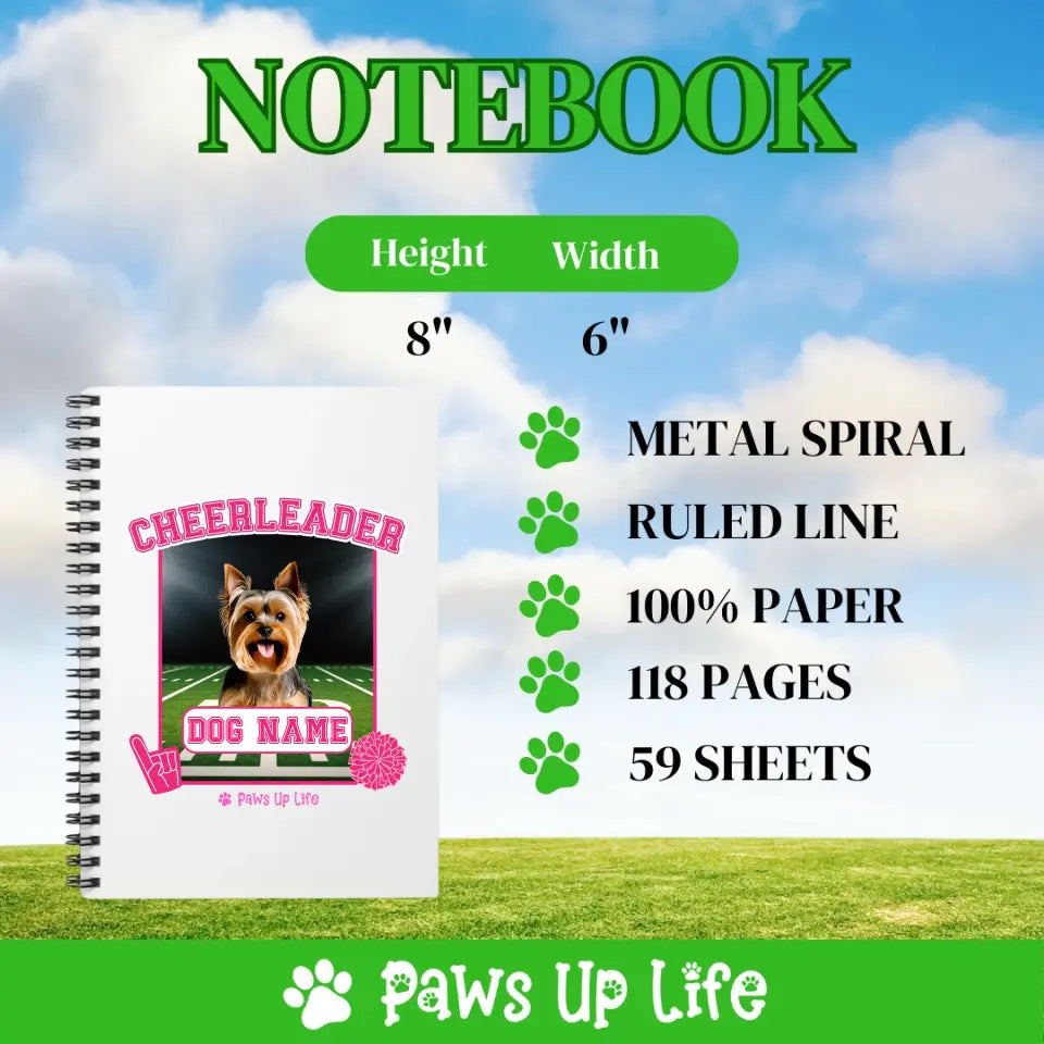 Notebook | Cheerleader Dog Personalized Notebook for Puppy & Pet Cheer