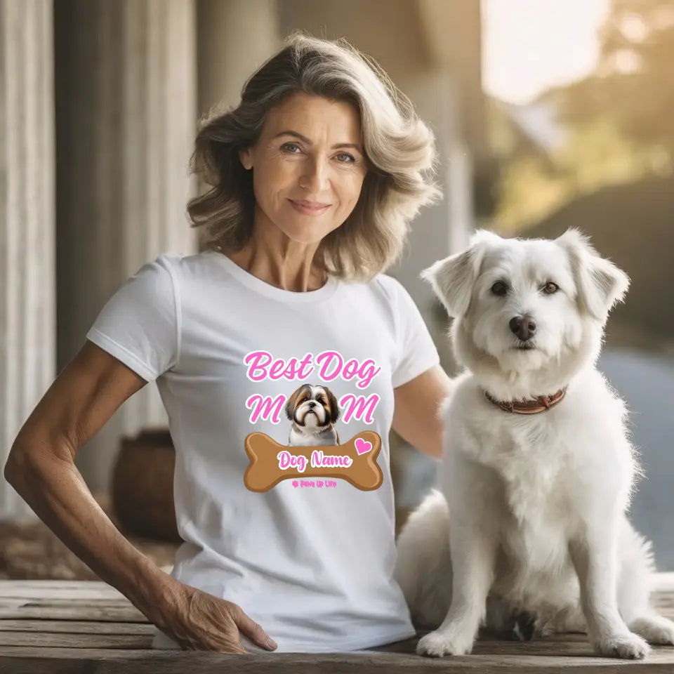 Dog Mom T-Shirt | Personalized Tee with Your Dog Name and Breed