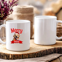 Merry Pawmas Personalized Dog Mug - Merry Christmas Holiday Jumbo 20oz Coffee Mug | Paws Up Life, LLC