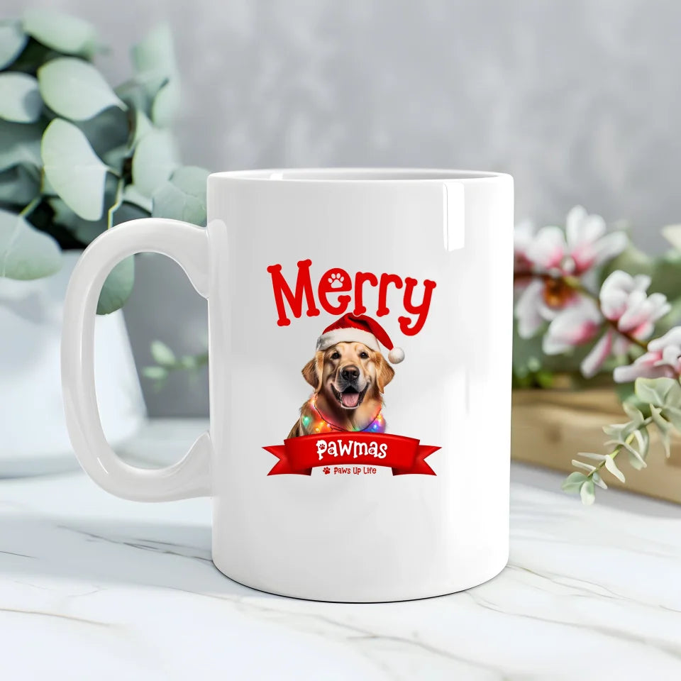 Merry Pawmas Personalized Dog Mug - Merry Christmas Holiday Jumbo 20oz Coffee Mug | Paws Up Life, LLC