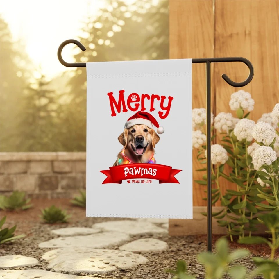 Merry Pawmas Personalized Dog Garden Flag - Merry Christmas Holiday Gift for Dog Lovers | Paws Up Life, LLC