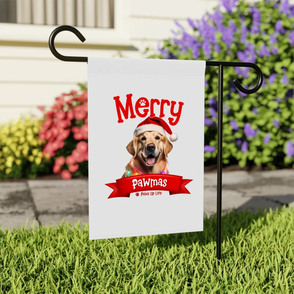 Merry Pawmas Personalized Dog Garden Flag - Merry Christmas Holiday Gift for Dog Lovers | Paws Up Life, LLC