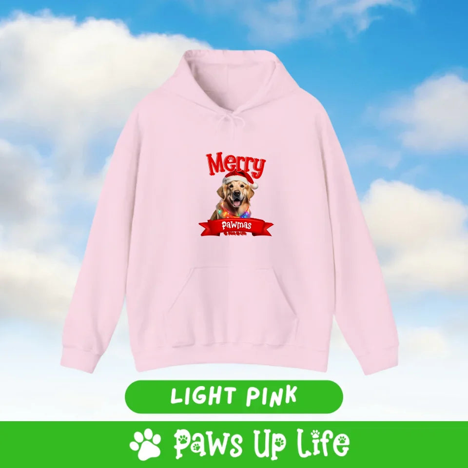 Merry Pawmas Personalized Hoodie Hooded Sweater for Dog Lover Gifts.  Over 100 Breeds. | Paws Up Life, LLC