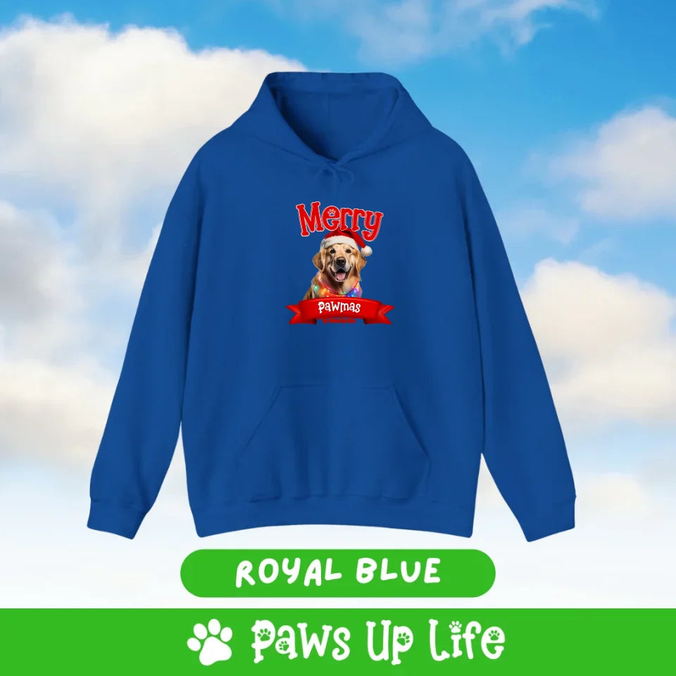 Merry Pawmas Personalized Hoodie Hooded Sweater for Dog Lover Gifts.  Over 100 Breeds. | Paws Up Life, LLC