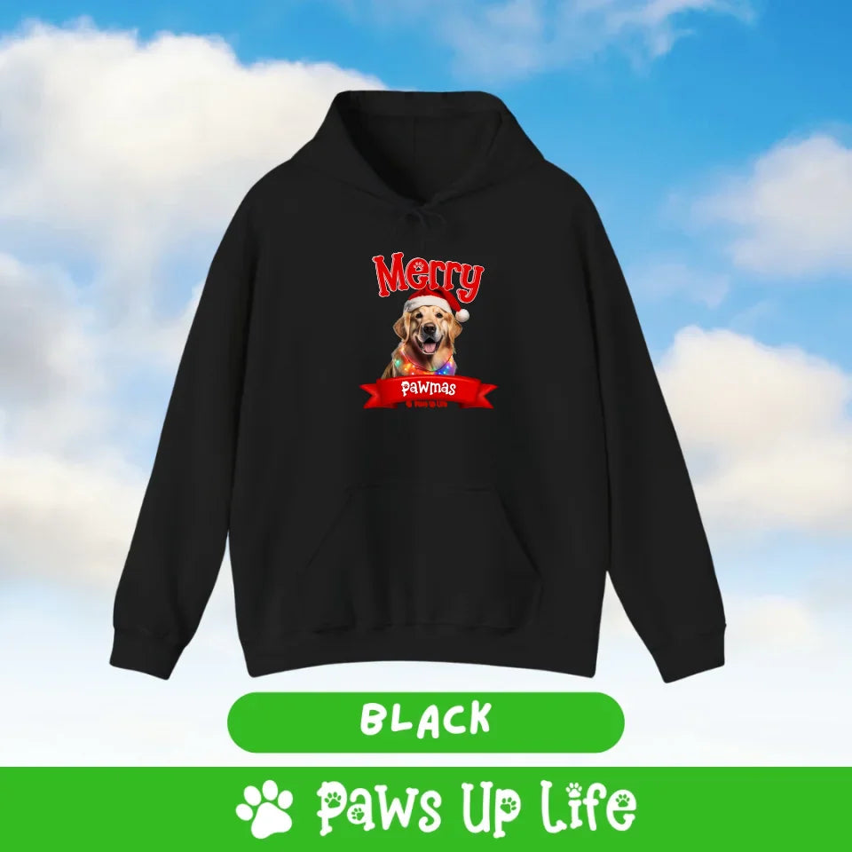 Merry Pawmas Personalized Hoodie Hooded Sweater for Dog Lover Gifts.  Over 100 Breeds. | Paws Up Life, LLC