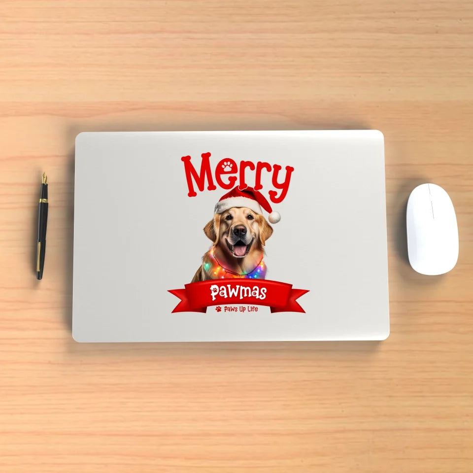 Merry Pawmas Personalized Vinyl Stickers for Dog Lover Christmas Holiday Gifts.  Over 100 Breeds. | Paws Up Life, LLC