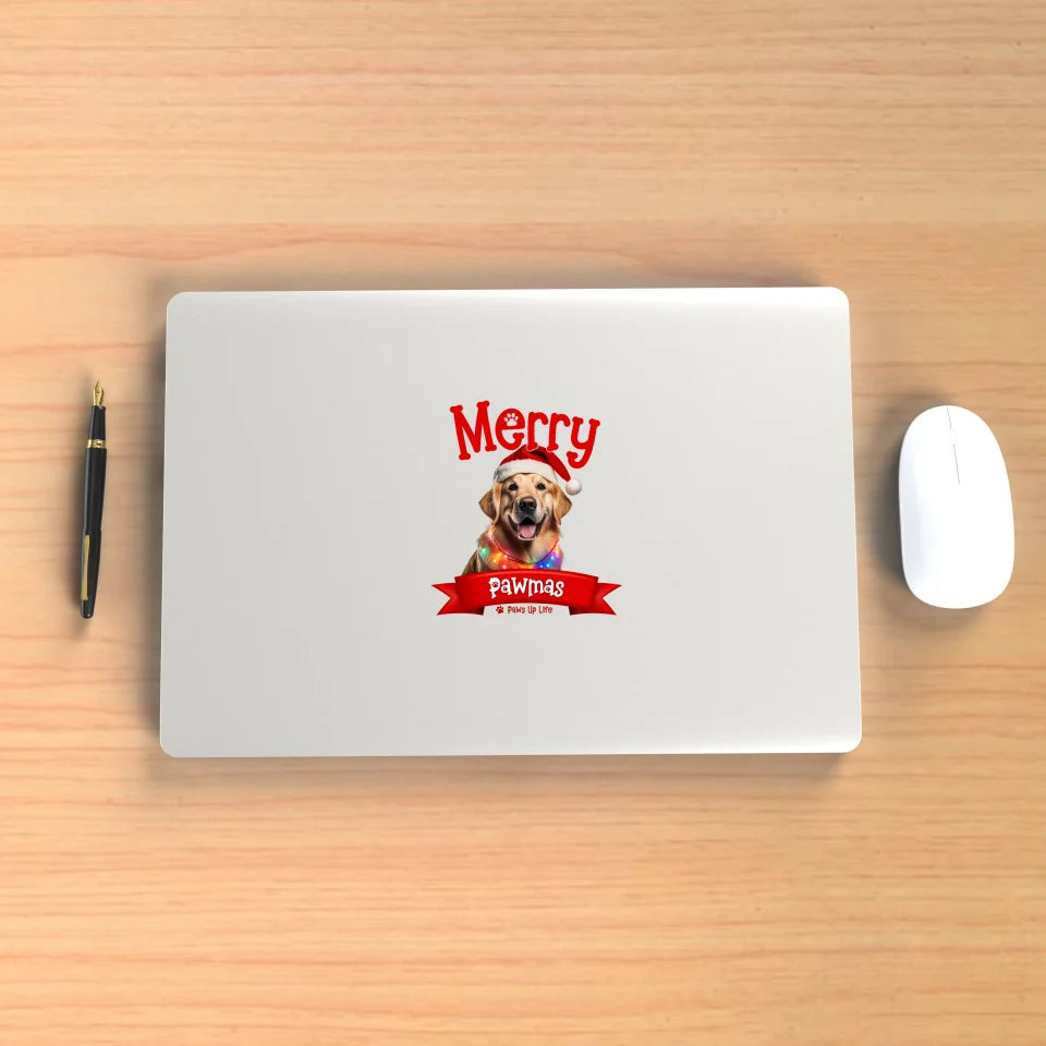 Merry Pawmas Personalized Vinyl Stickers for Dog Lover Christmas Holiday Gifts.  Over 100 Breeds. | Paws Up Life, LLC