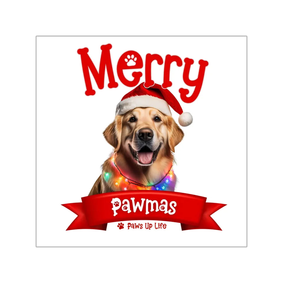 Merry Pawmas Personalized Vinyl Stickers for Dog Lover Christmas Holiday Gifts.  Over 100 Breeds. | Paws Up Life, LLC