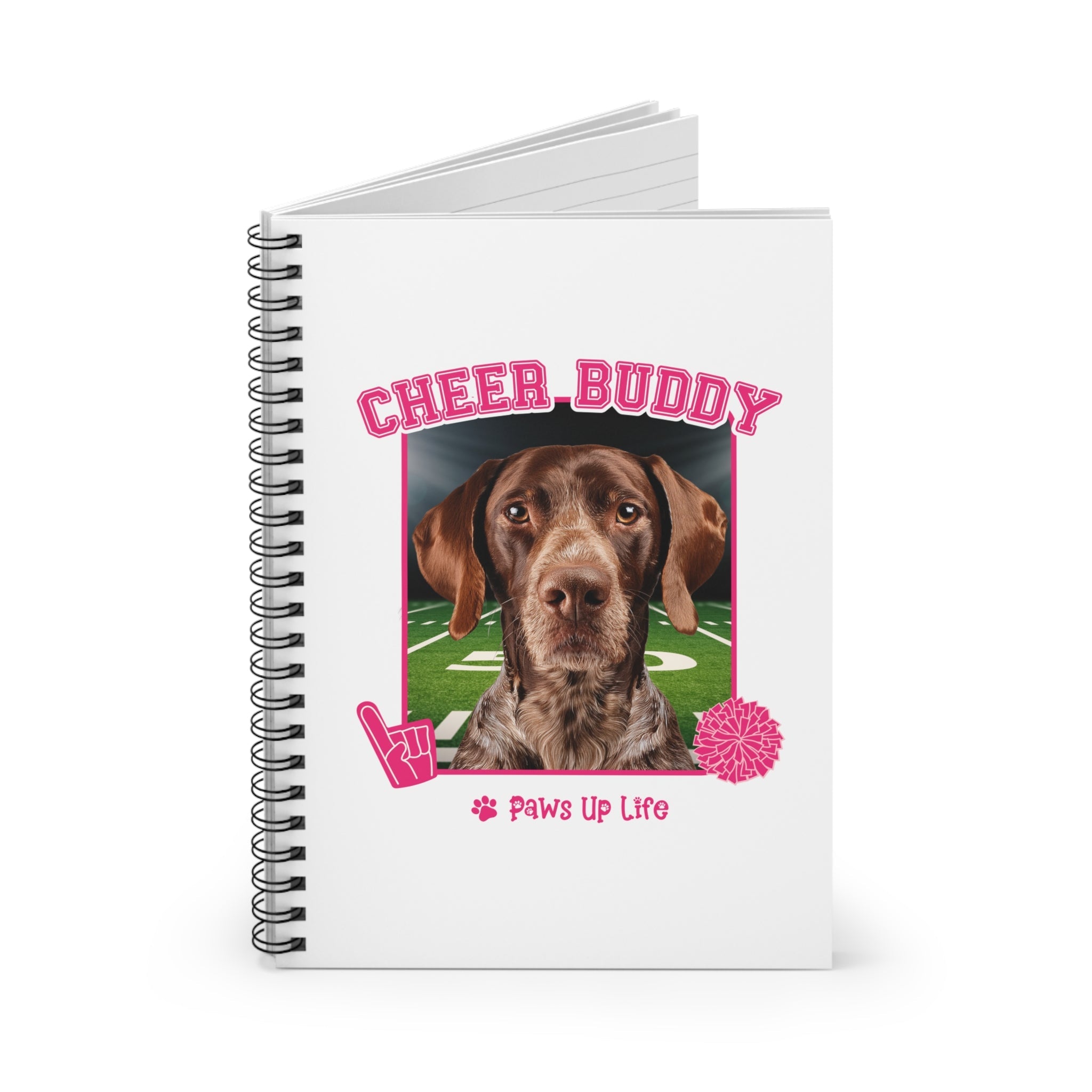 German Shorthaired Pointer Football Cheer Buddy Cheerleading Dog Spiral Notebook for Office and Home | Paws Up Life, LLC