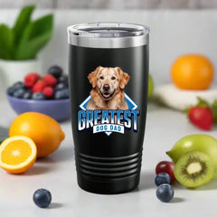 Greatest Dog Dad Personalized 20oz Tumbler Cup Gift for Him | Paws Up Life, LLC