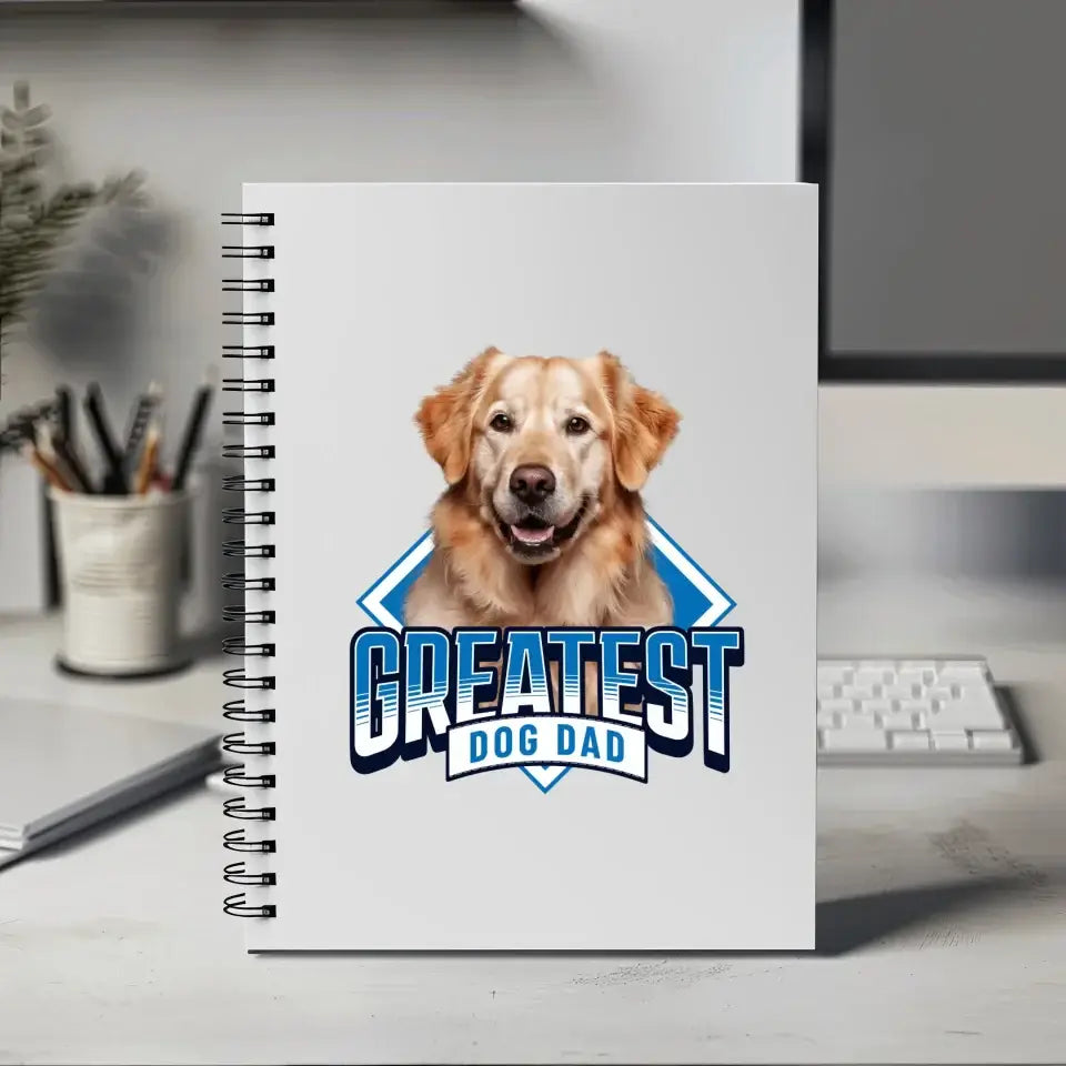 Greatest Dog Dad Personalized Spiral Notebook Gift For Him | Paws Up Life, LLC