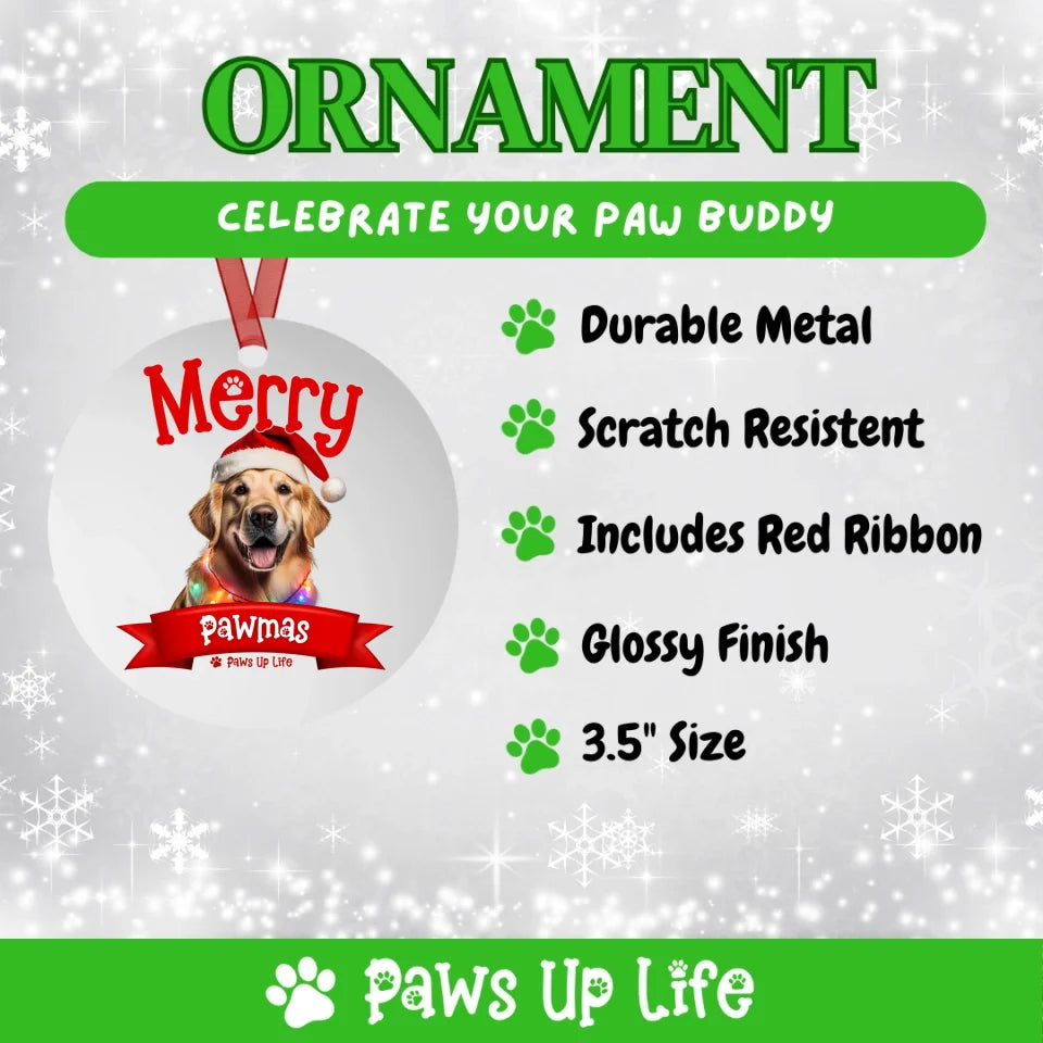 Merry Pawmas Personalized Ornament for Dog Lovers Christmas Holiday Gift.  Over 100 Breeds. | Paws Up Life, LLC