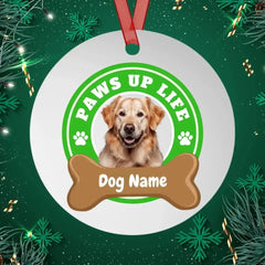 Paws Up Life Personalized Christmas Holiday Metal Ornament for Dog Lovers 3.5" | Paws Up Life, LLC