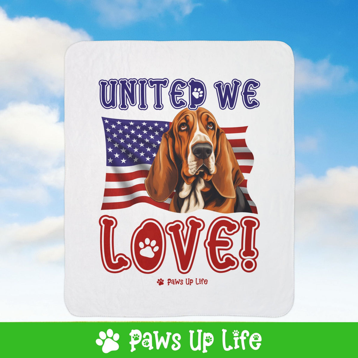 Basset Hound Dog United We Love Fleece Sherpa Blanket - Perfect for Snuggling and Cozy Napping | Paws Up Life, LLC