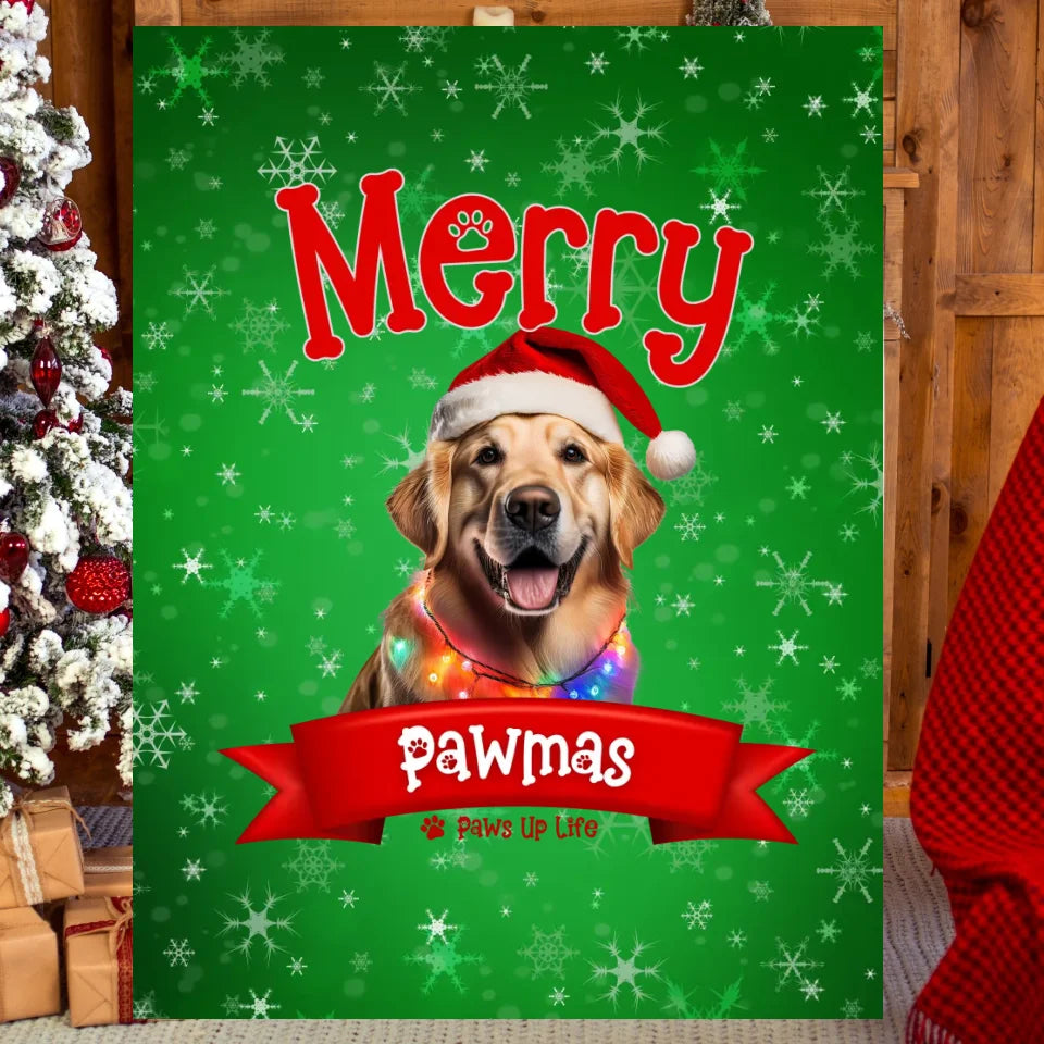 Merry Pawmas Blanket Mockup