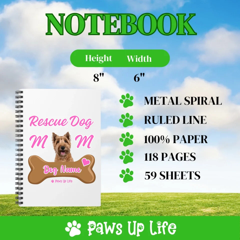 Rescue Dog Mom Notebook | Personalized Dog Lover Gift