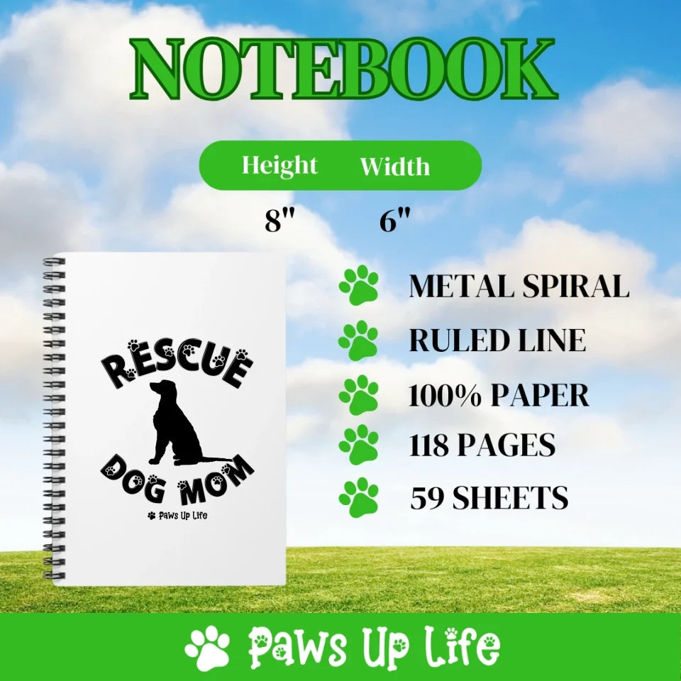 Rescue Dog Mom Notebook - Personalized Silhouette Dog Lover Gift