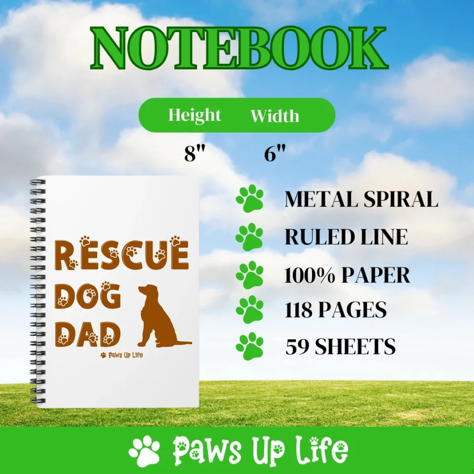 Rescue Dog Dad Notebook | Personalized Dog Lover Adoption Gift