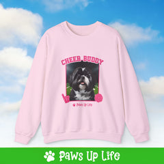 Black Shih Tzu Football Cheer Buddy Cheerleading Dog Crewneck Sweatshirt, Unisex Gift for Animal Lovers, Dog Mom Dad Sweatshirt, Cute Dog Lover Apparel, Fun Pet | Paws Up Life, LLC