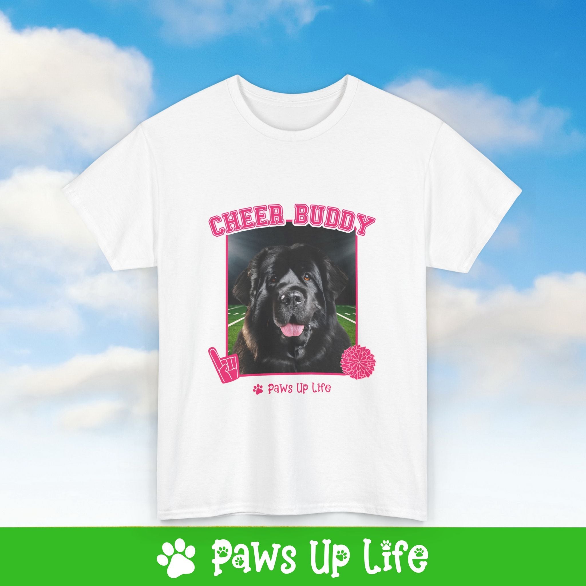 Newfoundland Football Cheer Buddy Cheerleading Dog Tee, Shirt, Unisex Pet Lover Gift, Dog Mom Dad Tshirt, Animal Rescue Advocate, Cute Puppy Graphic Top Classic Collar | Paws Up Life, LLC