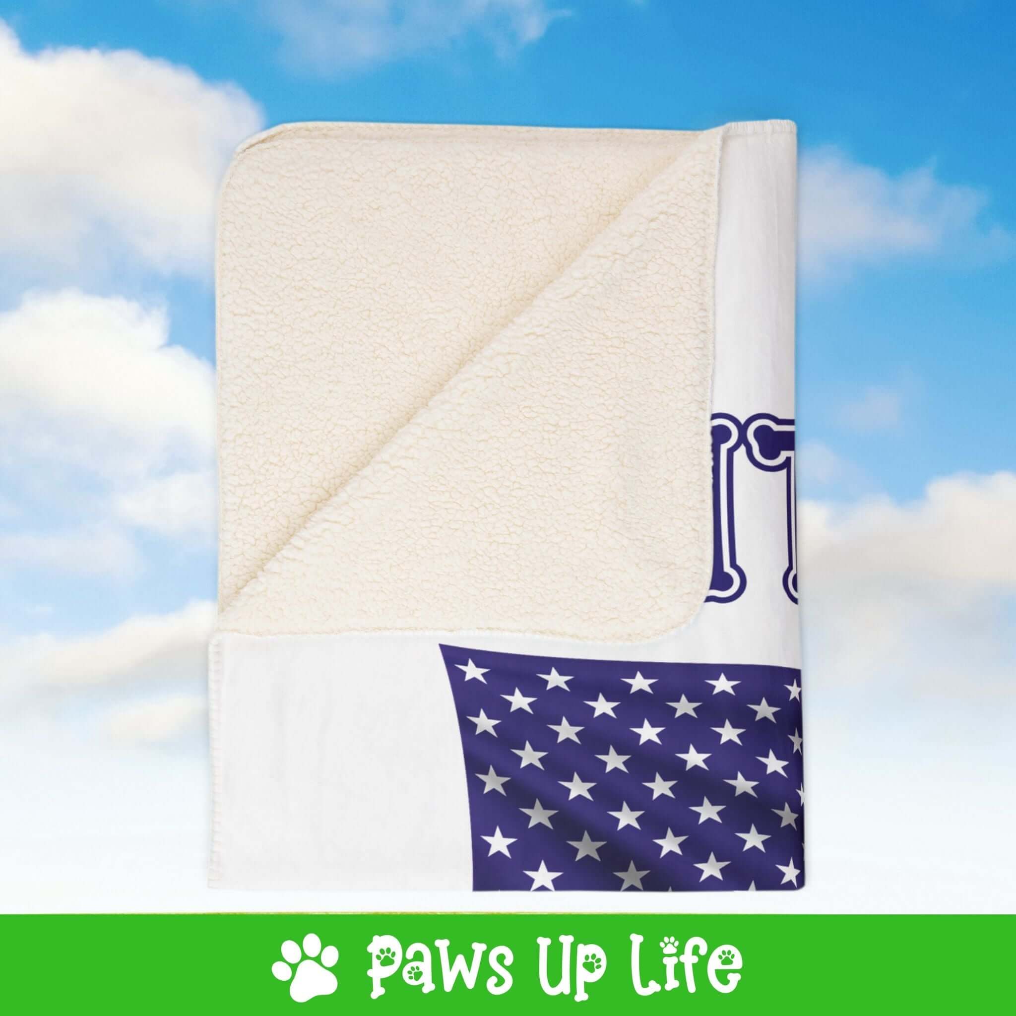 "United We Love" White Poodle Patriotic Fleece Sherpa Blanket - Perfect for Snuggling and Cozy Napping | Paws Up Life, LLC