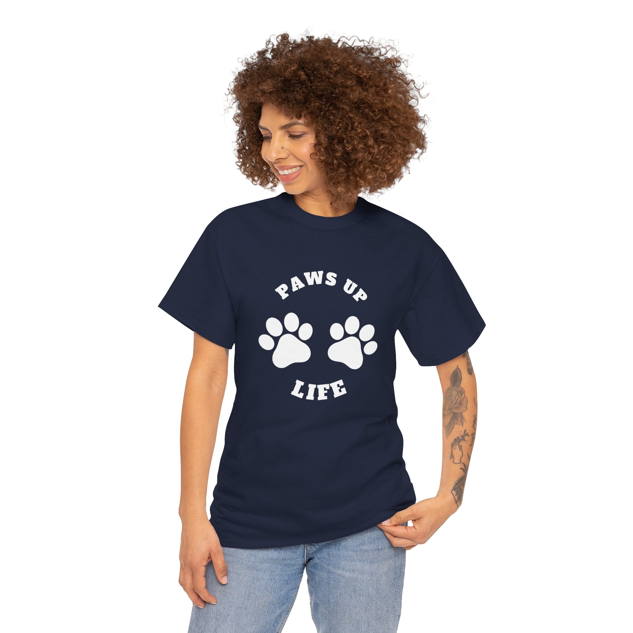 Paws Up Life Logo Gildan Unisex T-shirt - Trendy & Comfy Dog Mom or Dad Unisex Cotton Tee - Perfect Gifts for Adults and Kids | Cozy Pet Lover Apparel for Stylish Comfort | Unisex Heavy Cotton Tee