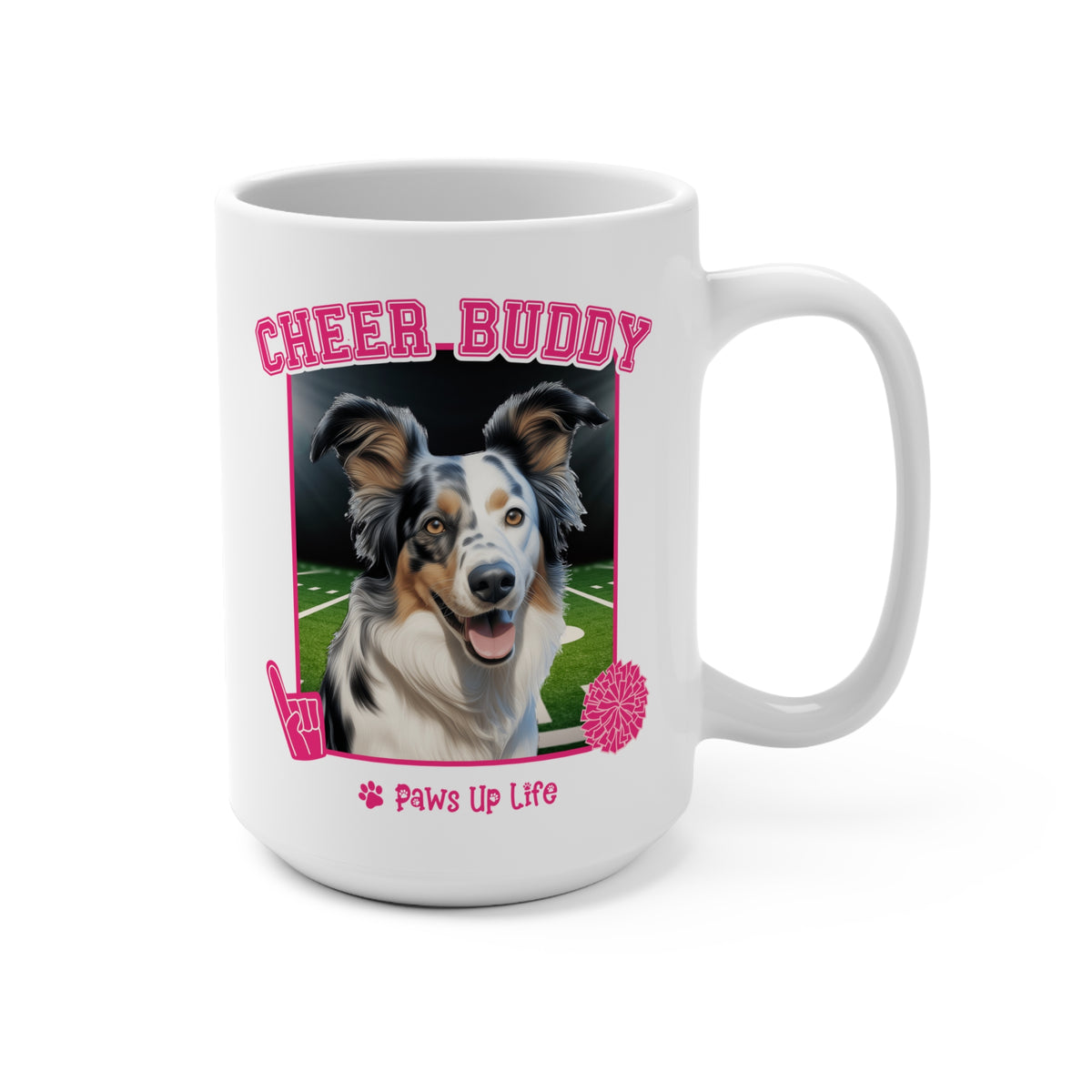 Australian Koolie Cheer Buddy Cheerleading Dog 15oz Large Coffee Mug Ceramic Drinkware Tea Washable | Paws Up Life, LLC