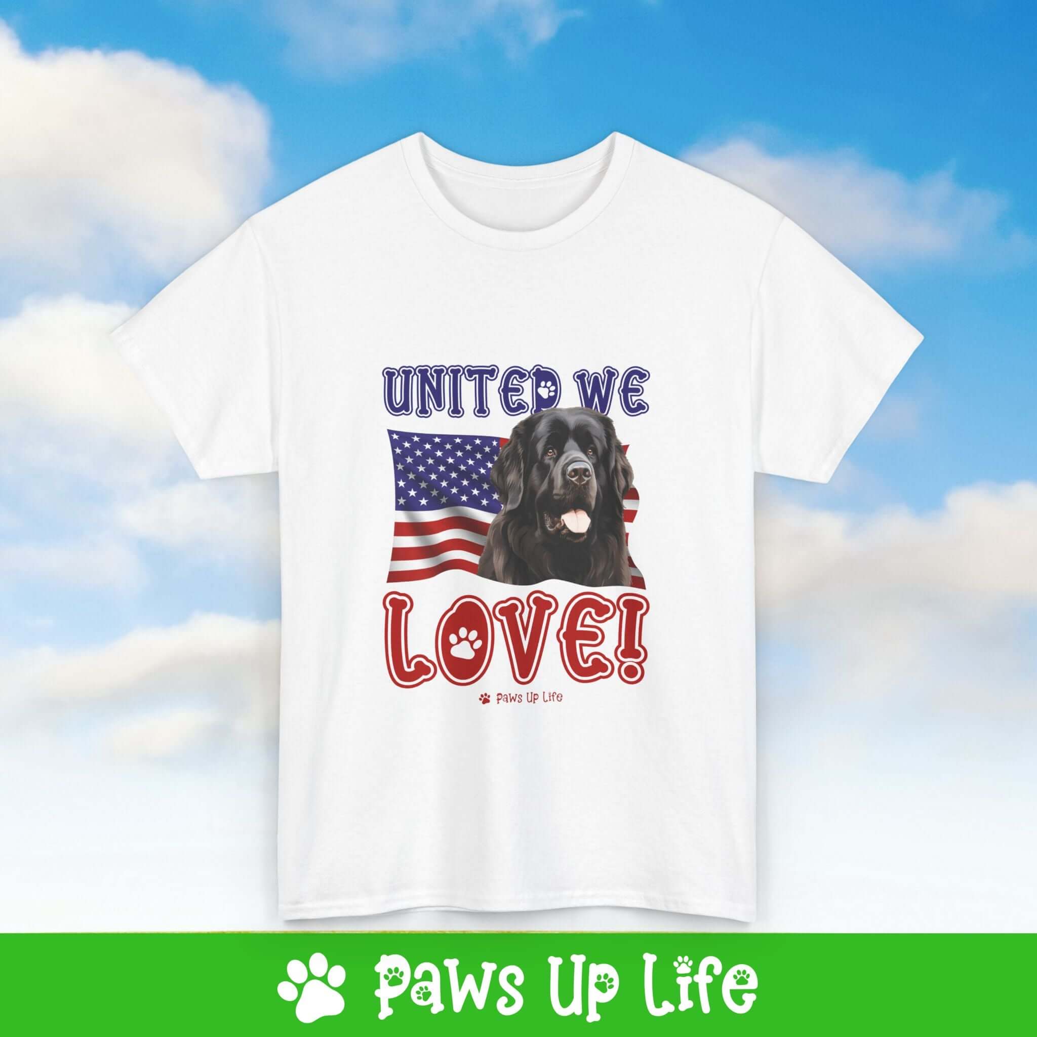 Newfoundland Dog United We Love Dog Tee, Shirt, Unisex Pet Lover Gift, Dog Mom Dad Tshirt, Animal Rescue Advocate, Cute Puppy Graphic Top Classic Collar | Paws Up Life, LLC