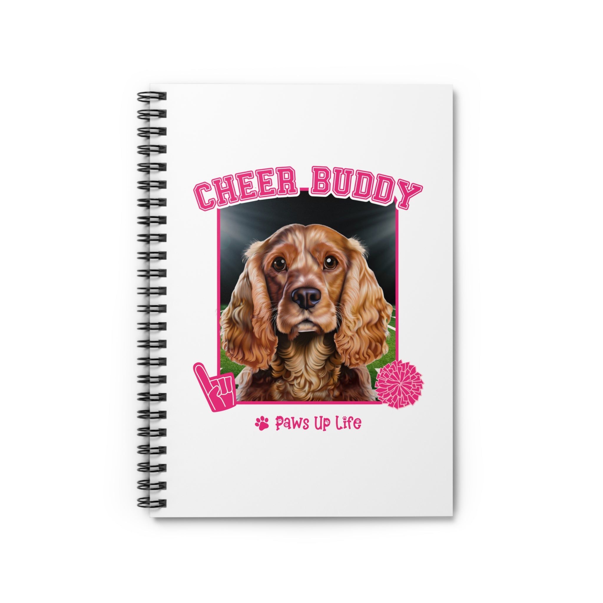 English Cocker Spaniel Football Cheer Buddy Cheerleading Dog Spiral Notebook for Office and Home - Ruled Line | Paws Up Life, LLC