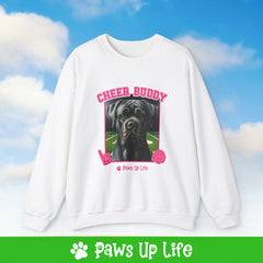 Cane Corso Football Cheer Buddy Cheerleading Dog Crewneck Sweatshirt, Unisex Gift for Animal Lovers, Dog Mom Dad Sweatshirt, Cute Dog Lover Apparel, Fun Pet | Paws Up Life, LLC