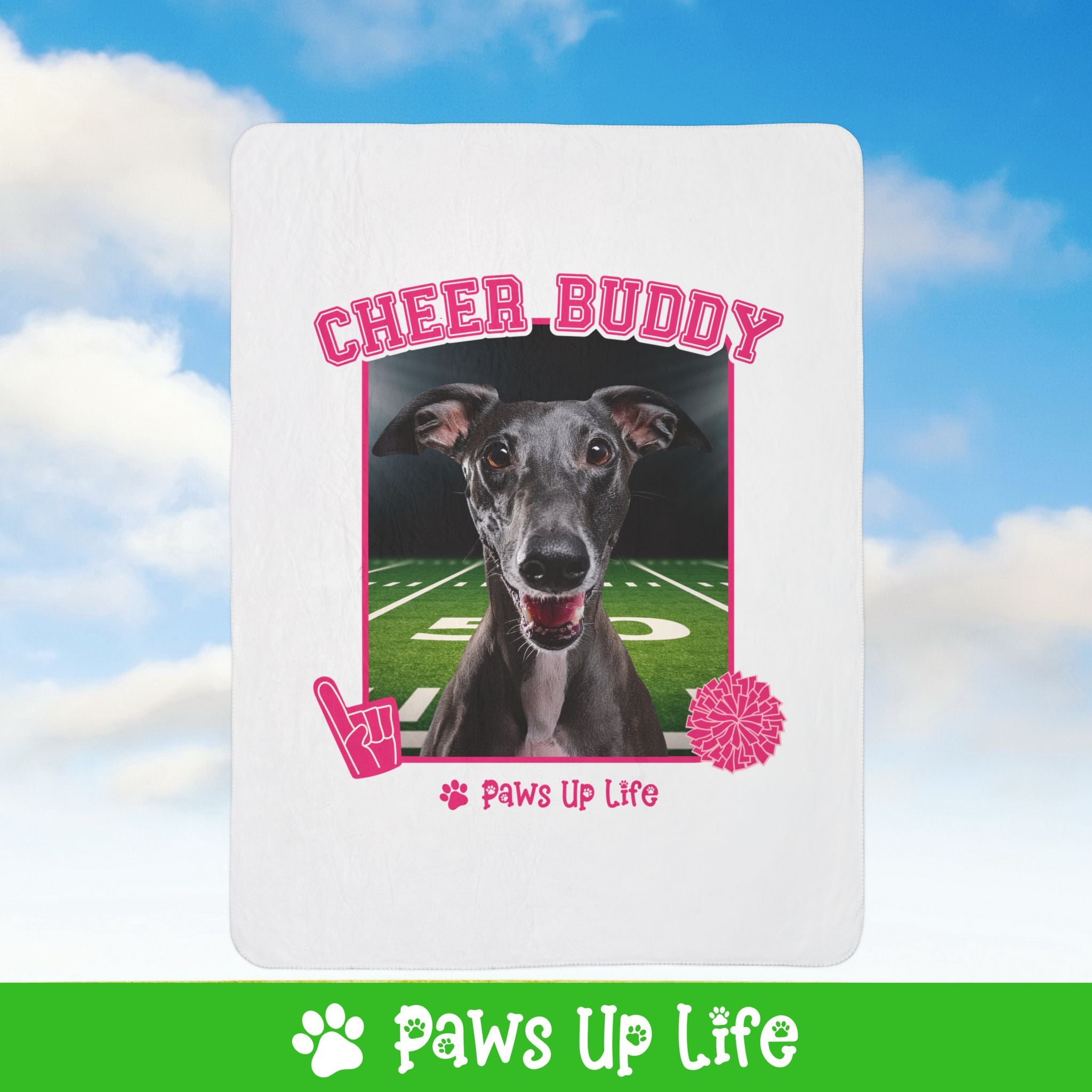 Italian Greyhound Football Cheer Buddy Cheerleading Dog Fleece Sherpa Blanket - Perfect for Snuggling and Cozy Napping | Paws Up Life, LLC