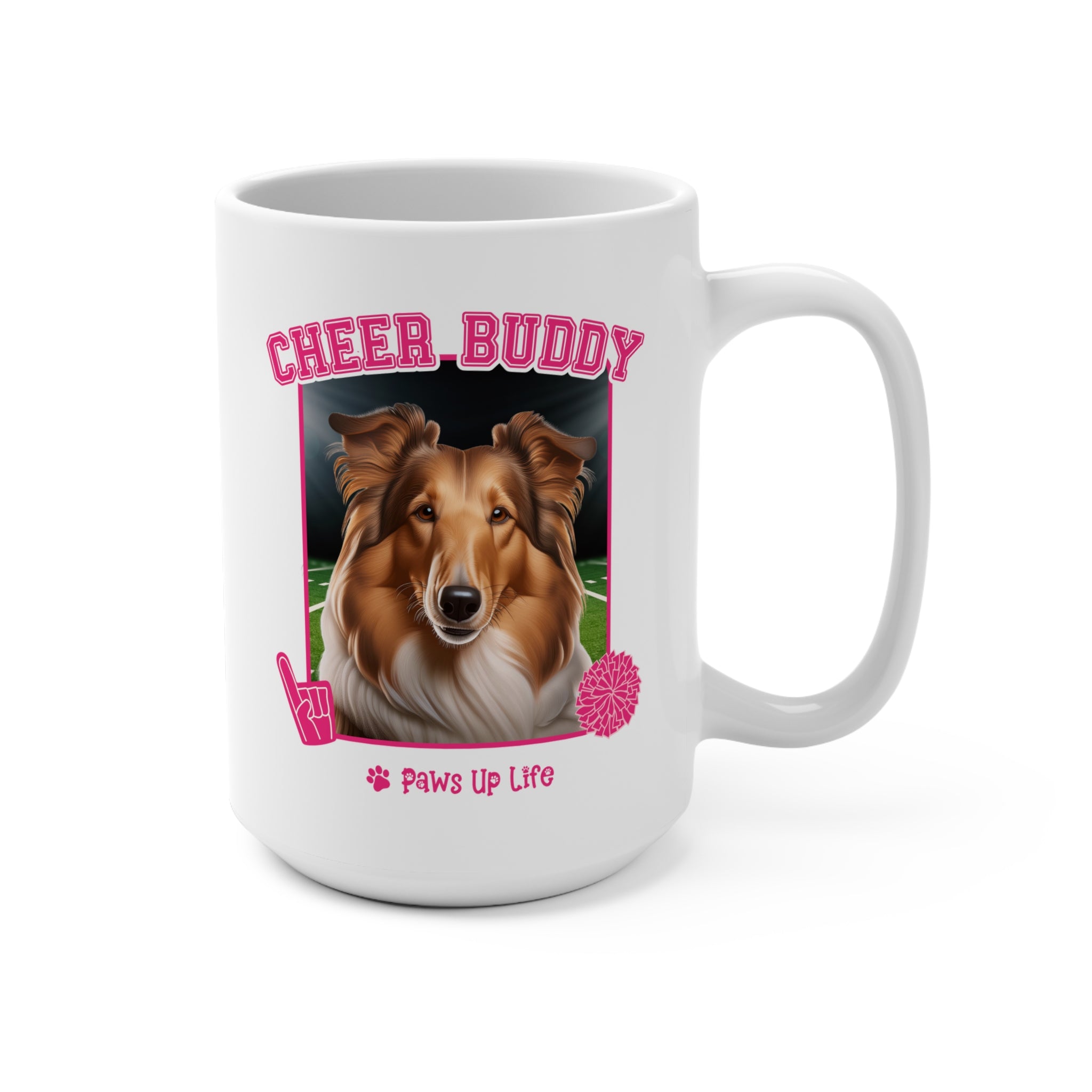 Collie Football Cheer Buddy Cheerleading Dog 15oz Large Coffee Mug Ceramic Drinkware Tea Washable | Paws Up Life, LLC