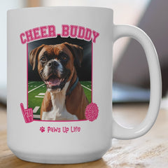 Boxer Football Cheer Buddy Cheerleading Dog 15oz Large Coffee Mug Ceramic Drinkware Tea Washable | Paws Up Life, LLC